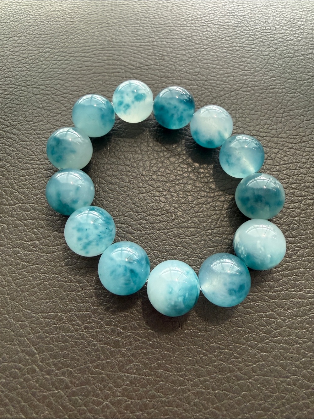 Aquamarine Bead Stretch Bracelet - Elegant Ocean-Tone Jewelry